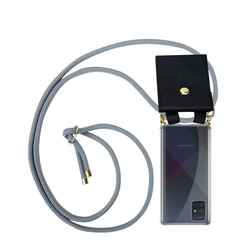 Cadorabo Handy Kette kompatibel mit Samsung Galaxy A71 4G Silikon Schutzhülle mit Gold Ringen, Kordel Band und abnehmbarem Etui