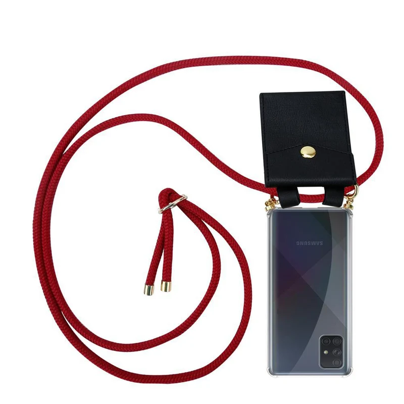 Cadorabo Handy Kette kompatibel mit Samsung Galaxy A71 4G Silikon Schutzhülle mit Gold Ringen, Kordel Band und abnehmbarem Etui
