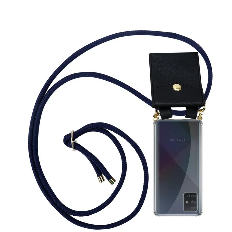 Cadorabo Handy Kette kompatibel mit Samsung Galaxy A71 4G Silikon Schutzhülle mit Gold Ringen, Kordel Band und abnehmbarem Etui
