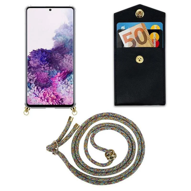 Cadorabo Handy Kette kompatibel mit Samsung Galaxy A71 4G Silikon Schutzhülle mit Gold Ringen, Kordel Band und abnehmbarem Etui