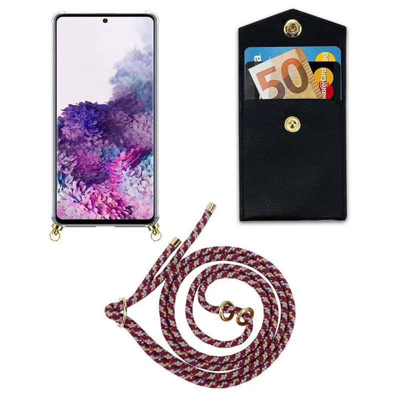 Cadorabo Handy Kette kompatibel mit Samsung Galaxy A71 4G Silikon Schutzhülle mit Gold Ringen, Kordel Band und abnehmbarem Etui