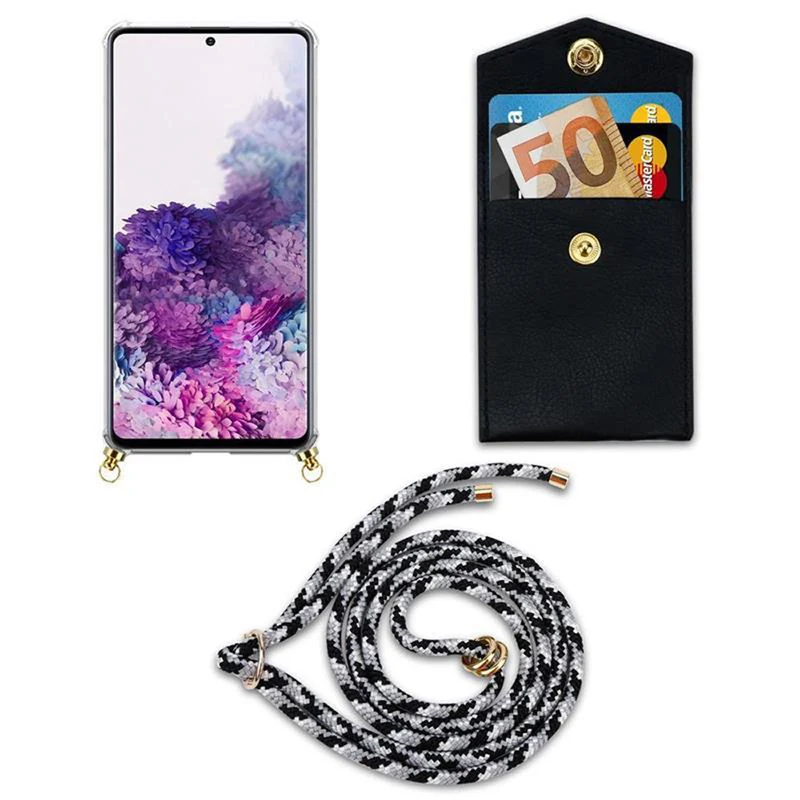 Cadorabo Handy Kette kompatibel mit Samsung Galaxy A71 4G Silikon Schutzhülle mit Gold Ringen, Kordel Band und abnehmbarem Etui
