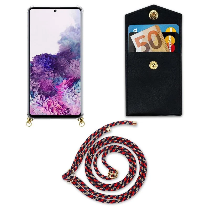 Cadorabo Handy Kette kompatibel mit Samsung Galaxy A71 4G Silikon Schutzhülle mit Gold Ringen, Kordel Band und abnehmbarem Etui
