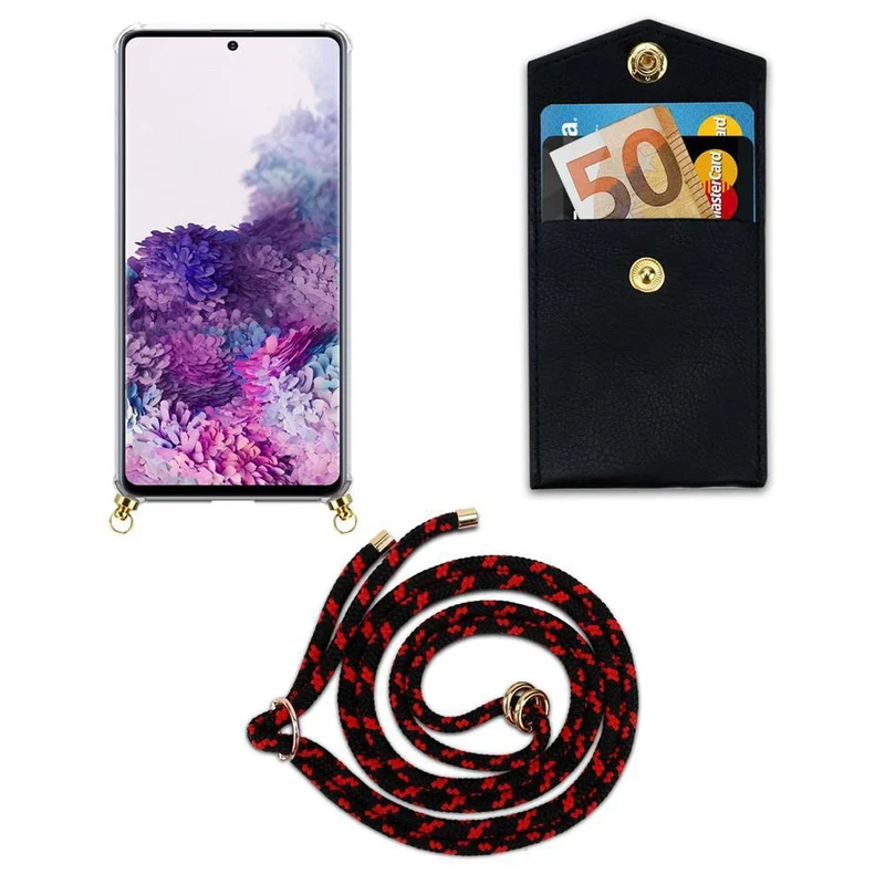 Cadorabo Handy Kette kompatibel mit Samsung Galaxy A71 4G Silikon Schutzhülle mit Gold Ringen, Kordel Band und abnehmbarem Etui
