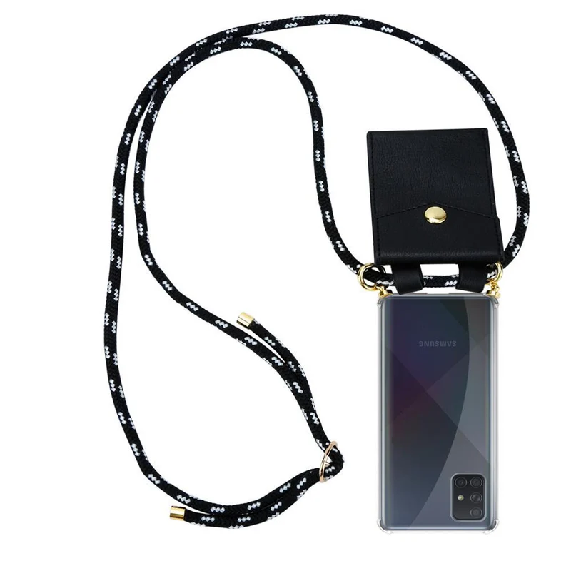 Cadorabo Handy Kette kompatibel mit Samsung Galaxy A51 4G / M40s Silikon Schutzhülle mit Gold Ringen, Kordel Band und abnehmbarem Etui