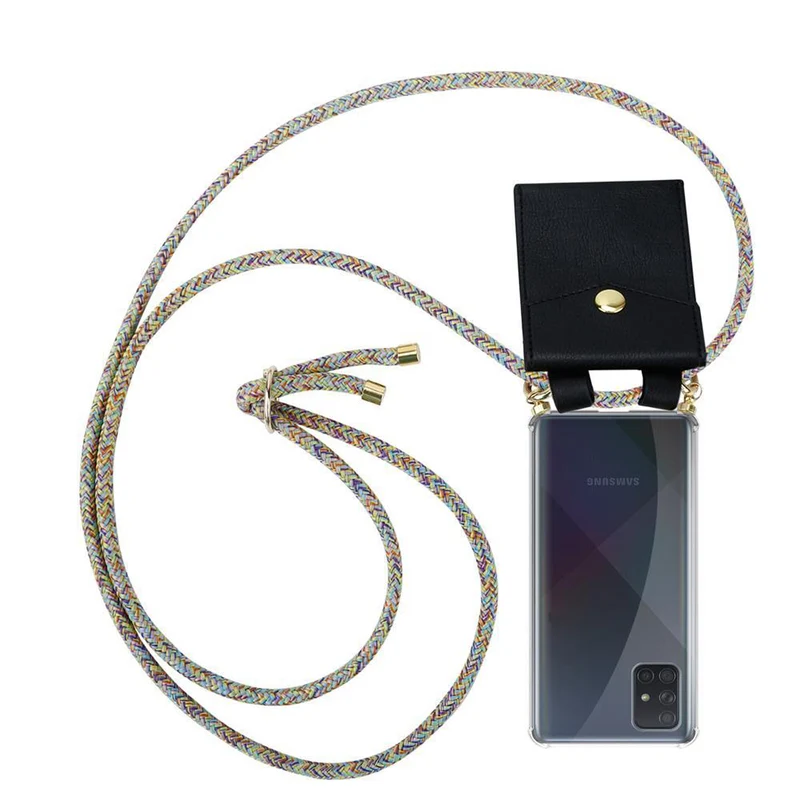 Cadorabo Handy Kette kompatibel mit Samsung Galaxy A51 4G / M40s Silikon Schutzhülle mit Gold Ringen, Kordel Band und abnehmbarem Etui