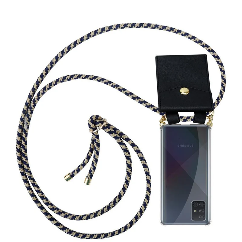 Cadorabo Handy Kette kompatibel mit Samsung Galaxy A51 4G / M40s Silikon Schutzhülle mit Gold Ringen, Kordel Band und abnehmbarem Etui