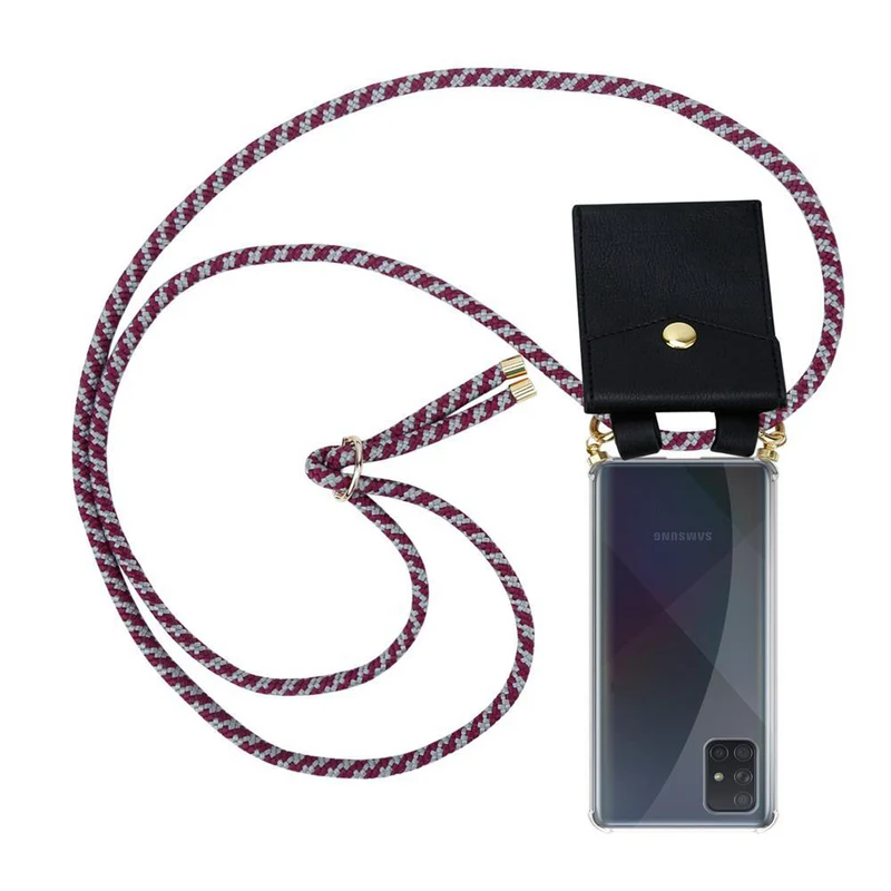 Cadorabo Handy Kette kompatibel mit Samsung Galaxy A51 4G / M40s Silikon Schutzhülle mit Gold Ringen, Kordel Band und abnehmbarem Etui