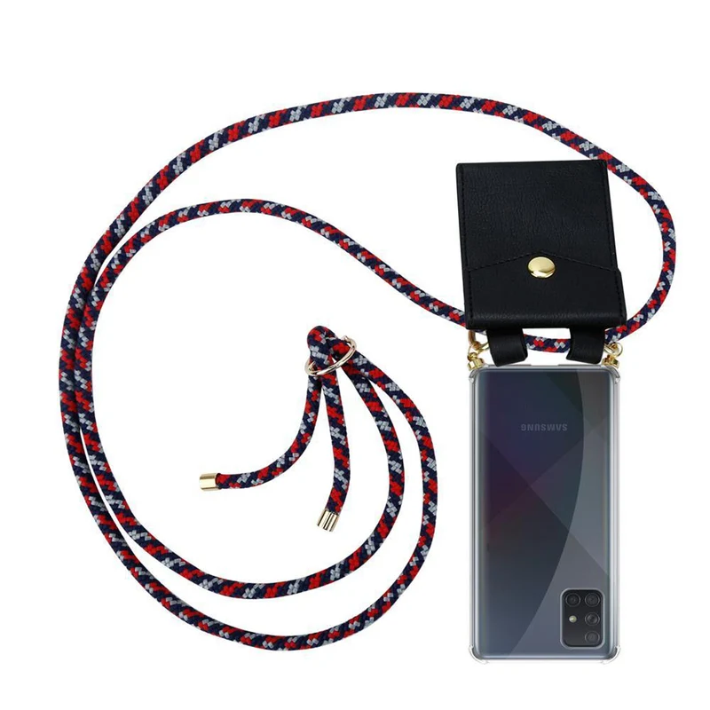 Cadorabo Handy Kette kompatibel mit Samsung Galaxy A51 4G / M40s Silikon Schutzhülle mit Gold Ringen, Kordel Band und abnehmbarem Etui