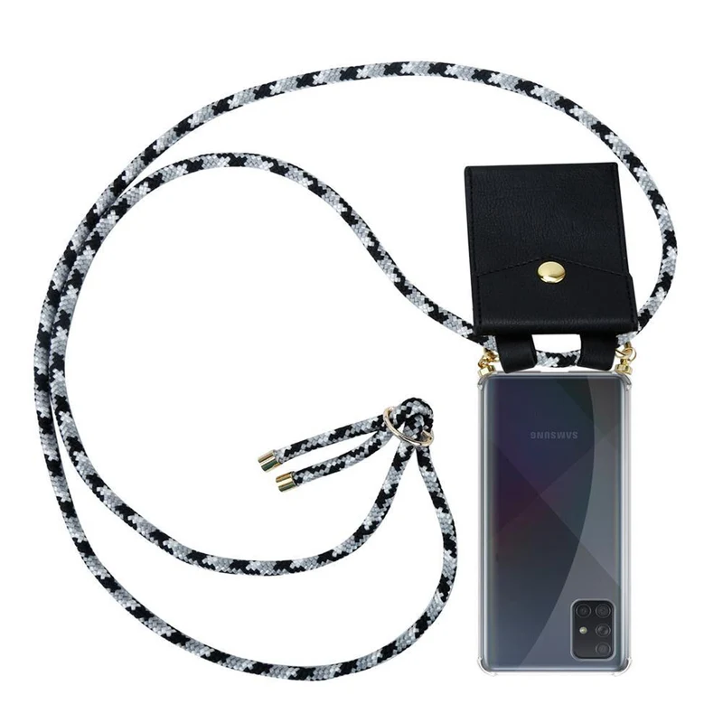 Cadorabo Handy Kette kompatibel mit Samsung Galaxy A51 4G / M40s Silikon Schutzhülle mit Gold Ringen, Kordel Band und abnehmbarem Etui