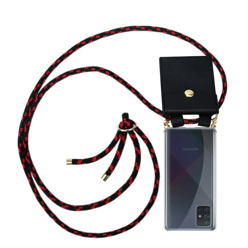 Cadorabo Handy Kette kompatibel mit Samsung Galaxy A51 4G / M40s Silikon Schutzhülle mit Gold Ringen, Kordel Band und abnehmbarem Etui
