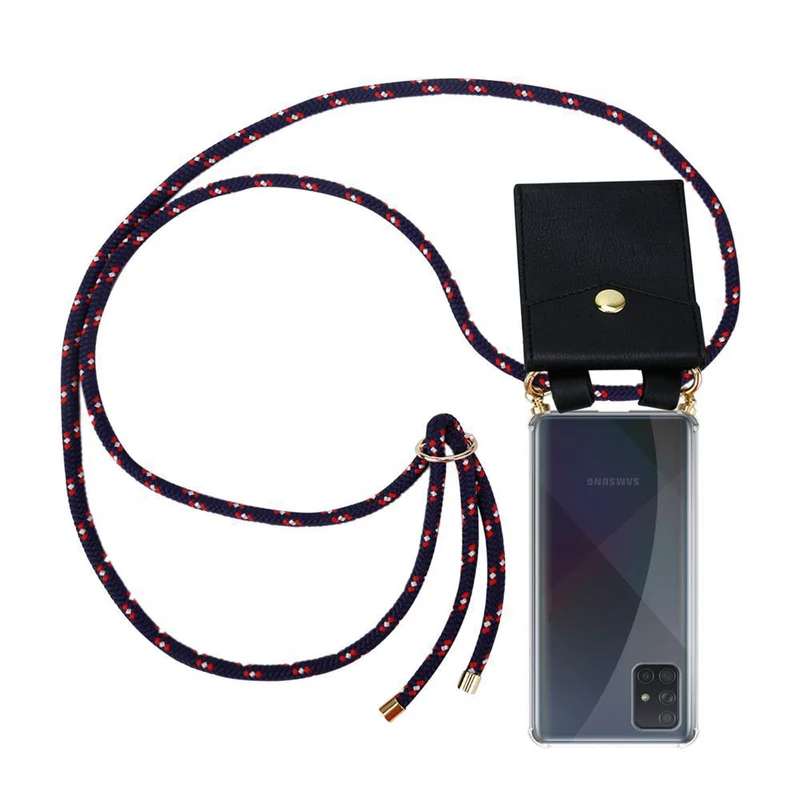 Cadorabo Handy Kette kompatibel mit Samsung Galaxy A51 4G / M40s Silikon Schutzhülle mit Gold Ringen, Kordel Band und abnehmbarem Etui