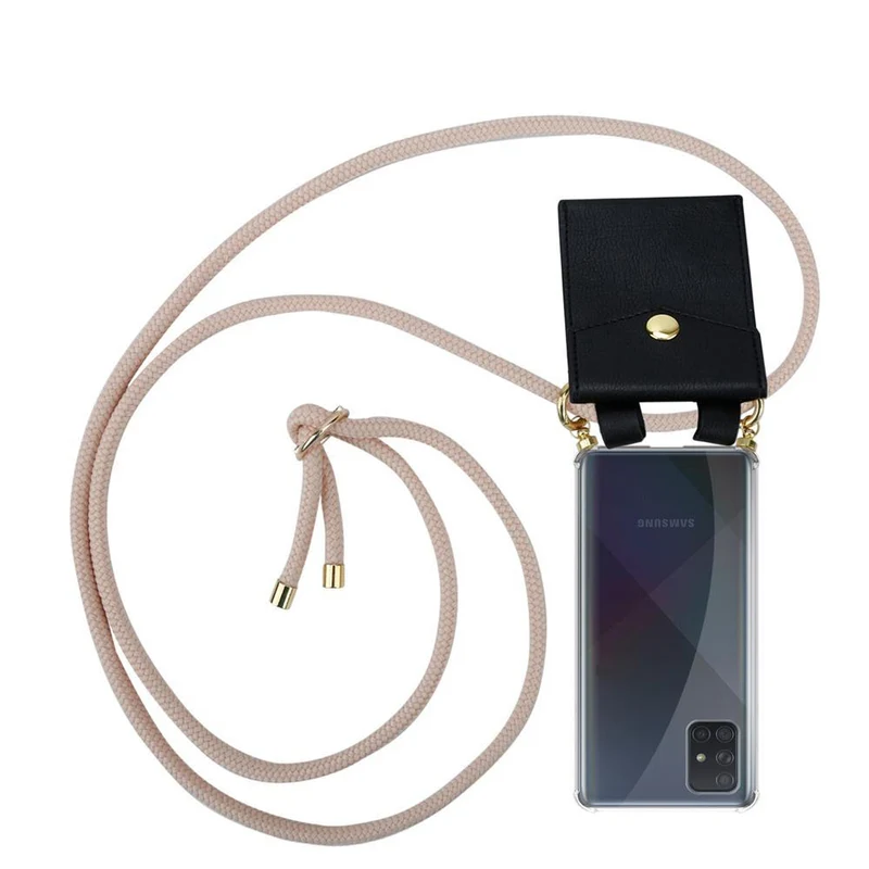 Cadorabo Handy Kette kompatibel mit Samsung Galaxy A51 4G / M40s Silikon Schutzhülle mit Gold Ringen, Kordel Band und abnehmbarem Etui