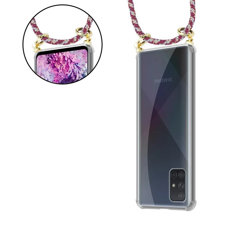 Cadorabo Handy Kette kompatibel mit Samsung Galaxy A51 4G / M40s Silikon Schutzhülle mit Gold Ringen, Kordel Band und abnehmbarem Etui