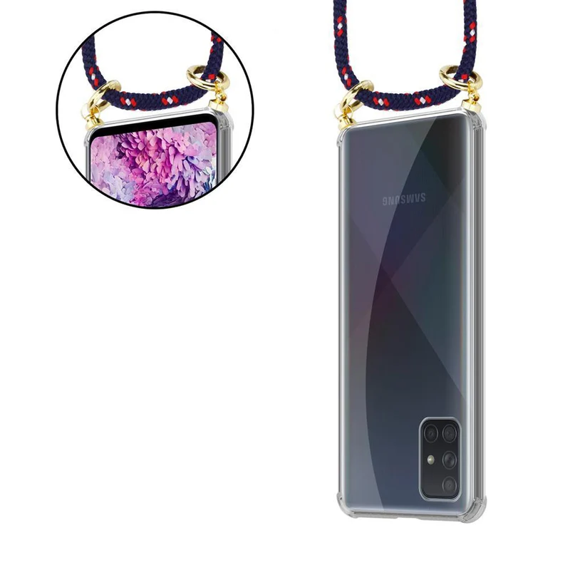 Cadorabo Handy Kette kompatibel mit Samsung Galaxy A51 4G / M40s Silikon Schutzhülle mit Gold Ringen, Kordel Band und abnehmbarem Etui