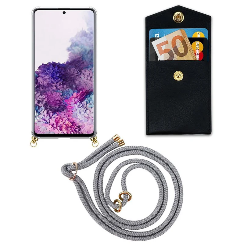 Cadorabo Handy Kette kompatibel mit Samsung Galaxy A51 4G / M40s Silikon Schutzhülle mit Gold Ringen, Kordel Band und abnehmbarem Etui