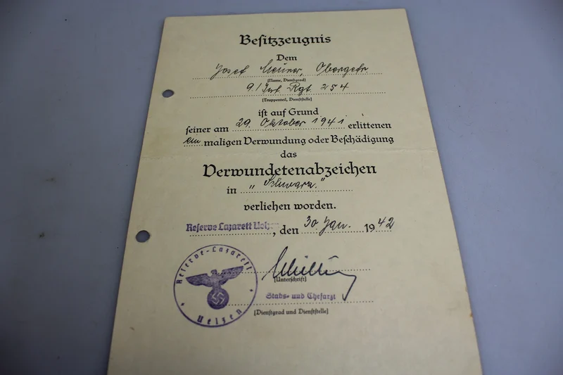 Verwundungszertifikate zweiter und dritter Klasse