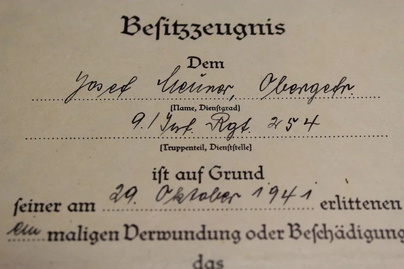 Verwundungszertifikate zweiter und dritter Klasse