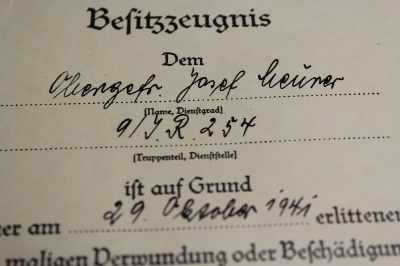 Verwundungszertifikate zweiter und dritter Klasse
