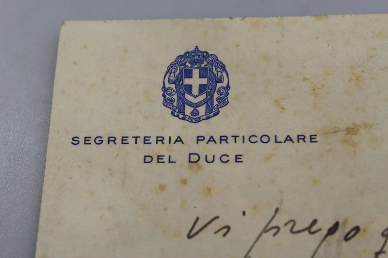 Persönliches Sekretariat des Duce. Kondolenzkarte