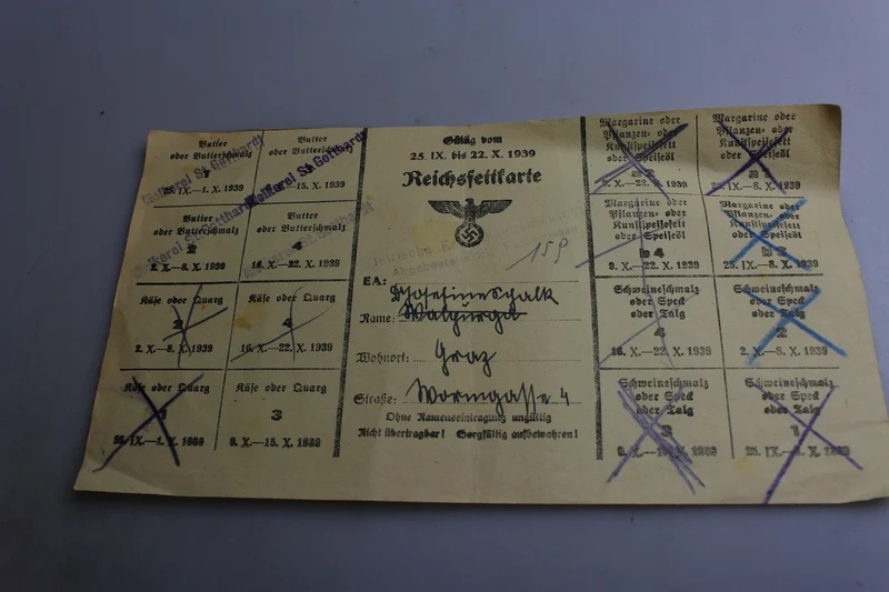 Lebensmittelkarte 1939