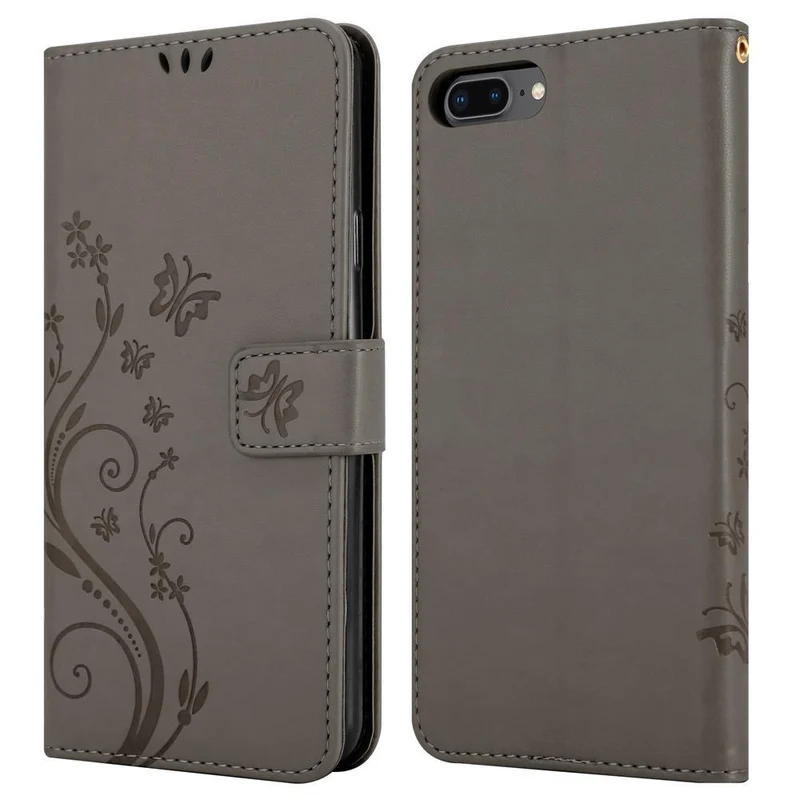 Cadorabo Hülle kompatibel mit Apple iPhone 7 PLUS / 7S PLUS / 8 PLUS Schutzhülle im Blumen Design mit Magnetverschluss, Standfunktion und Kartenfächern