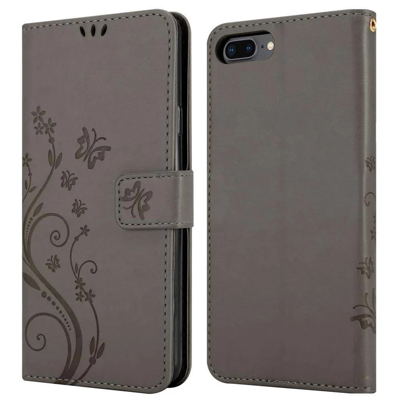 Cadorabo Hülle kompatibel mit Apple iPhone 7 PLUS / 7S PLUS / 8 PLUS Schutzhülle im Blumen Design mit Magnetverschluss, Standfunktion und Kartenfächern