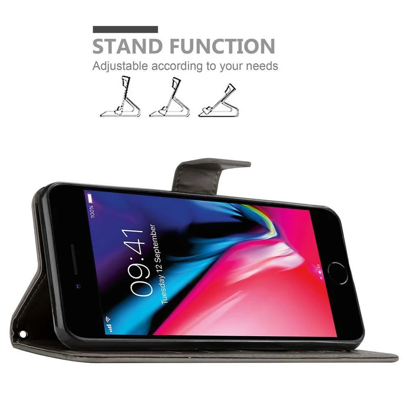 Cadorabo Hülle kompatibel mit Apple iPhone 7 PLUS / 7S PLUS / 8 PLUS Schutzhülle im Blumen Design mit Magnetverschluss, Standfunktion und Kartenfächern