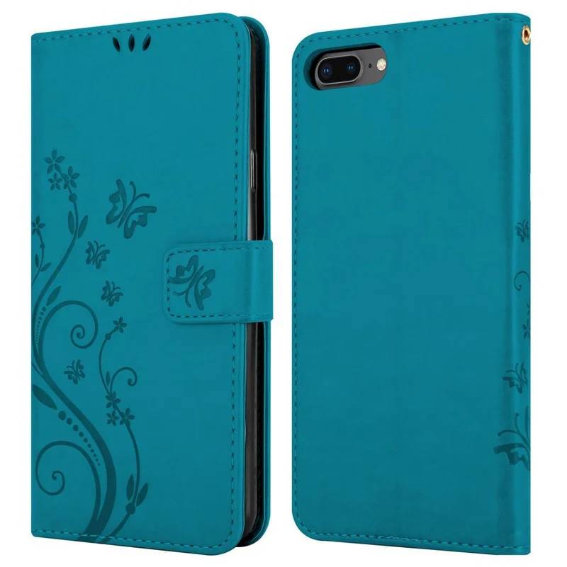 Cadorabo Hülle kompatibel mit Apple iPhone 7 PLUS / 7S PLUS / 8 PLUS Schutzhülle im Blumen Design mit Magnetverschluss, Standfunktion und Kartenfächern