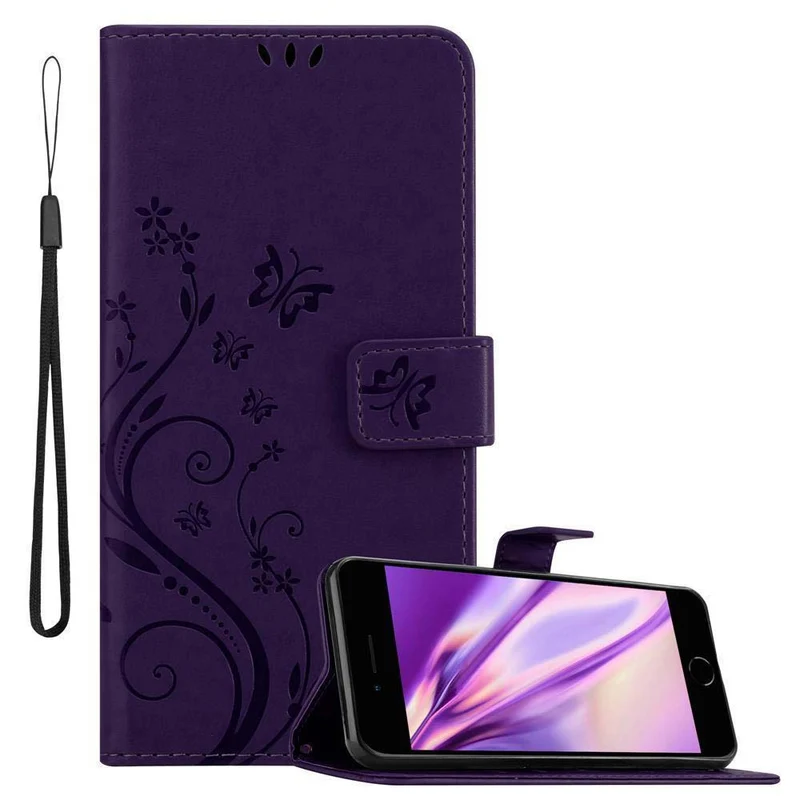 Cadorabo Hülle kompatibel mit Apple iPhone 7 / 7S / 8 / SE 2020 Schutzhülle im Blumen Design mit Magnetverschluss, Standfunktion und Kartenfächern