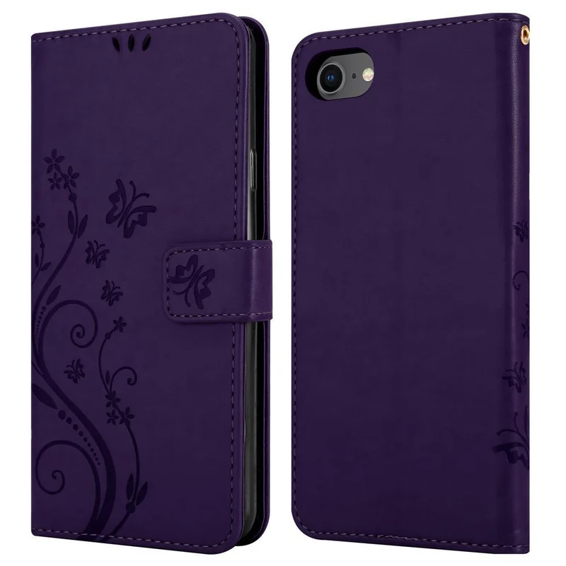 Cadorabo Hülle kompatibel mit Apple iPhone 7 / 7S / 8 / SE 2020 Schutzhülle im Blumen Design mit Magnetverschluss, Standfunktion und Kartenfächern