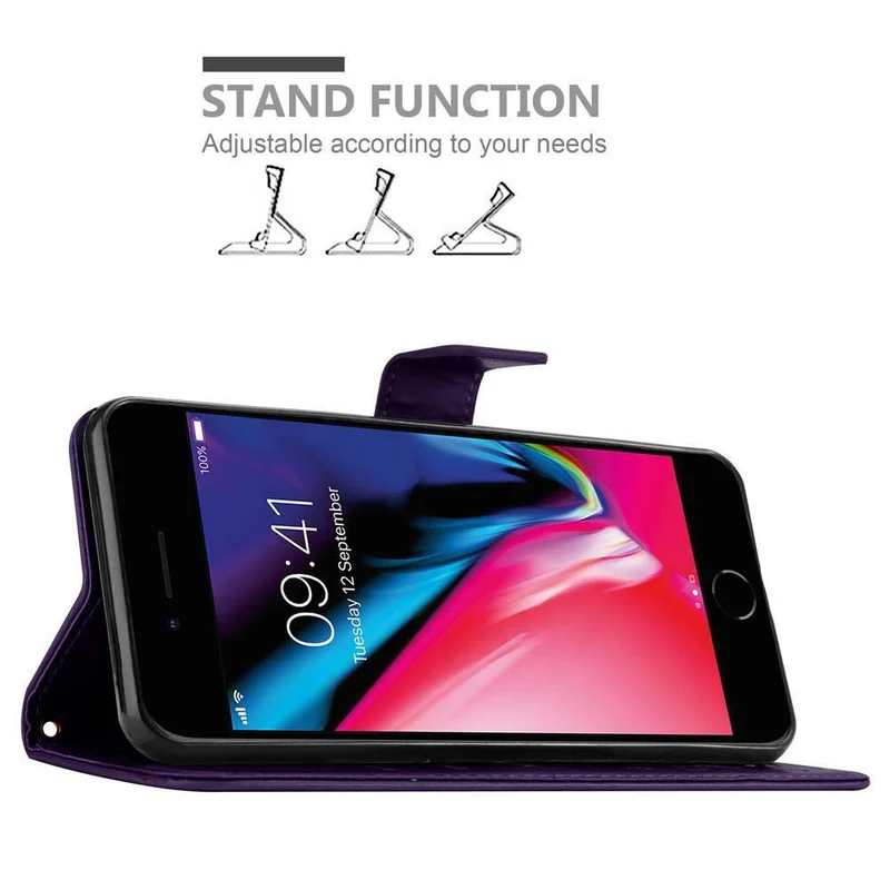 Cadorabo Hülle kompatibel mit Apple iPhone 7 / 7S / 8 / SE 2020 Schutzhülle im Blumen Design mit Magnetverschluss, Standfunktion und Kartenfächern