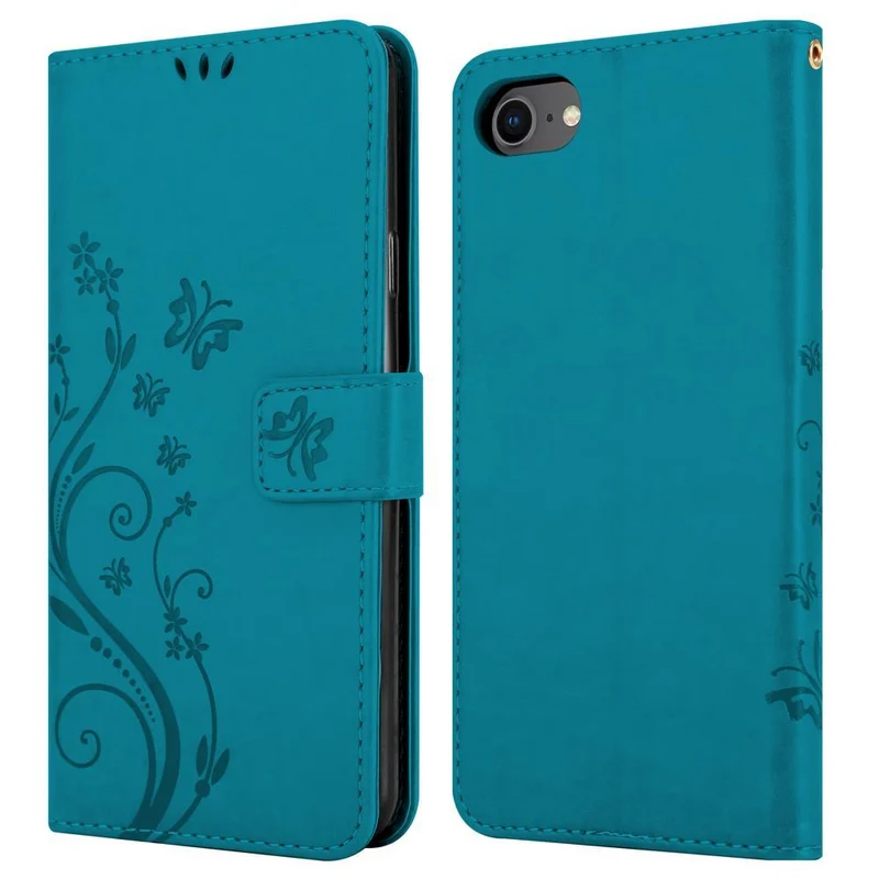 Cadorabo Hülle kompatibel mit Apple iPhone 7 / 7S / 8 / SE 2020 Schutzhülle im Blumen Design mit Magnetverschluss, Standfunktion und Kartenfächern