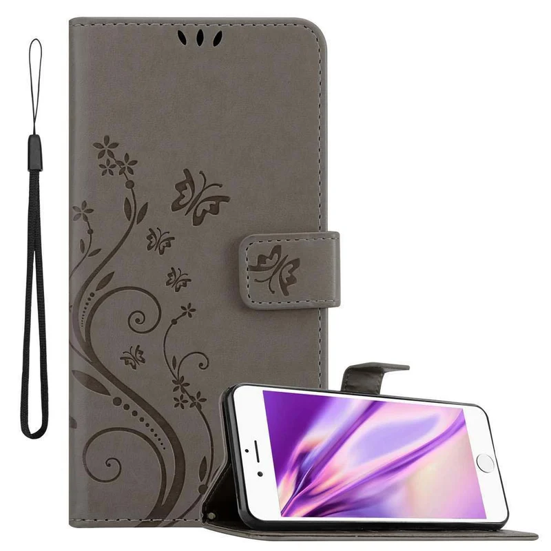 Cadorabo Hülle kompatibel mit Apple iPhone 6 PLUS / 6S PLUS Schutzhülle im Blumen Design mit Magnetverschluss, Standfunktion und Kartenfächern