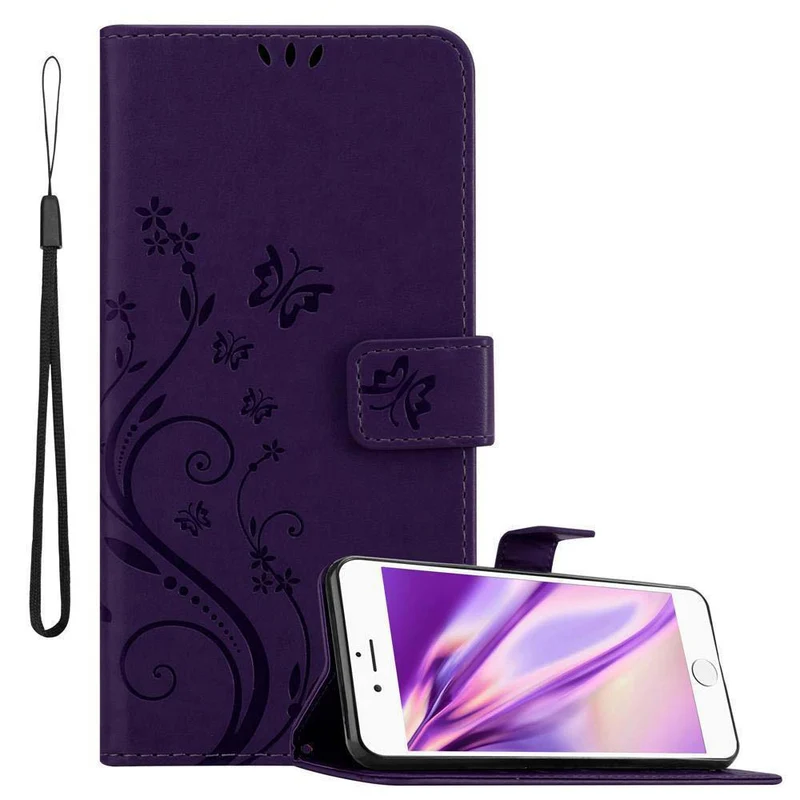 Cadorabo Hülle kompatibel mit Apple iPhone 6 PLUS / 6S PLUS Schutzhülle im Blumen Design mit Magnetverschluss, Standfunktion und Kartenfächern