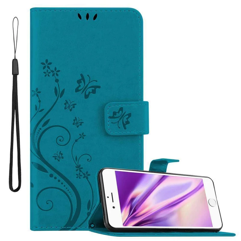 Cadorabo Hülle kompatibel mit Apple iPhone 6 PLUS / 6S PLUS Schutzhülle im Blumen Design mit Magnetverschluss, Standfunktion und Kartenfächern