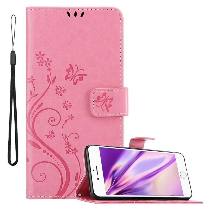 Cadorabo Hülle kompatibel mit Apple iPhone 6 PLUS / 6S PLUS Schutzhülle im Blumen Design mit Magnetverschluss, Standfunktion und Kartenfächern