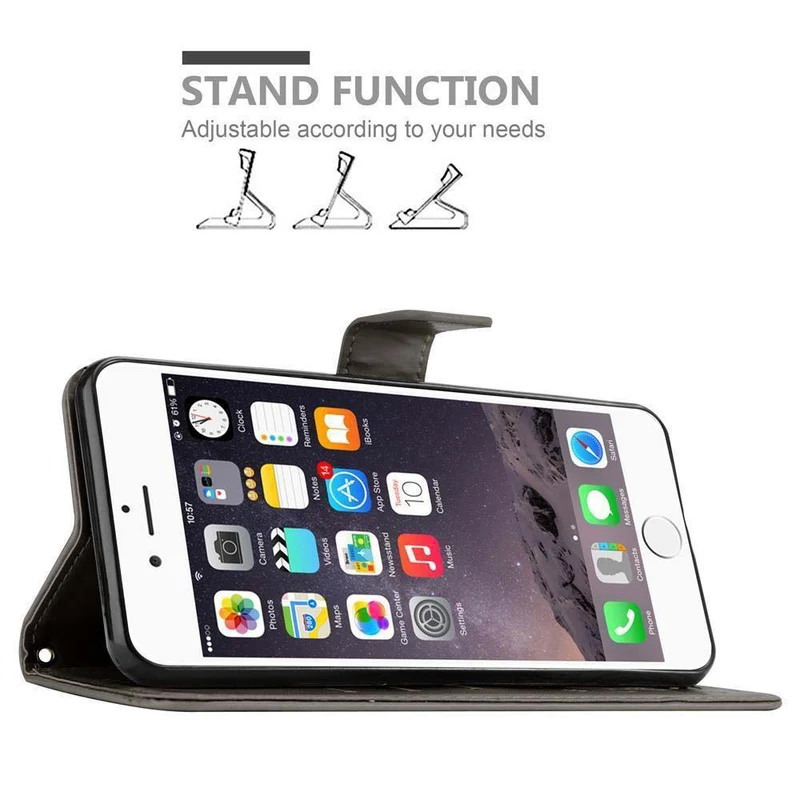 Cadorabo Hülle kompatibel mit Apple iPhone 6 PLUS / 6S PLUS Schutzhülle im Blumen Design mit Magnetverschluss, Standfunktion und Kartenfächern