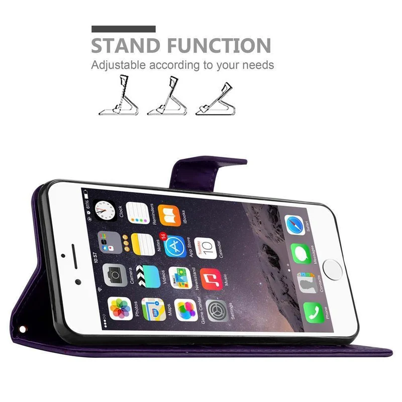 Cadorabo Hülle kompatibel mit Apple iPhone 6 PLUS / 6S PLUS Schutzhülle im Blumen Design mit Magnetverschluss, Standfunktion und Kartenfächern