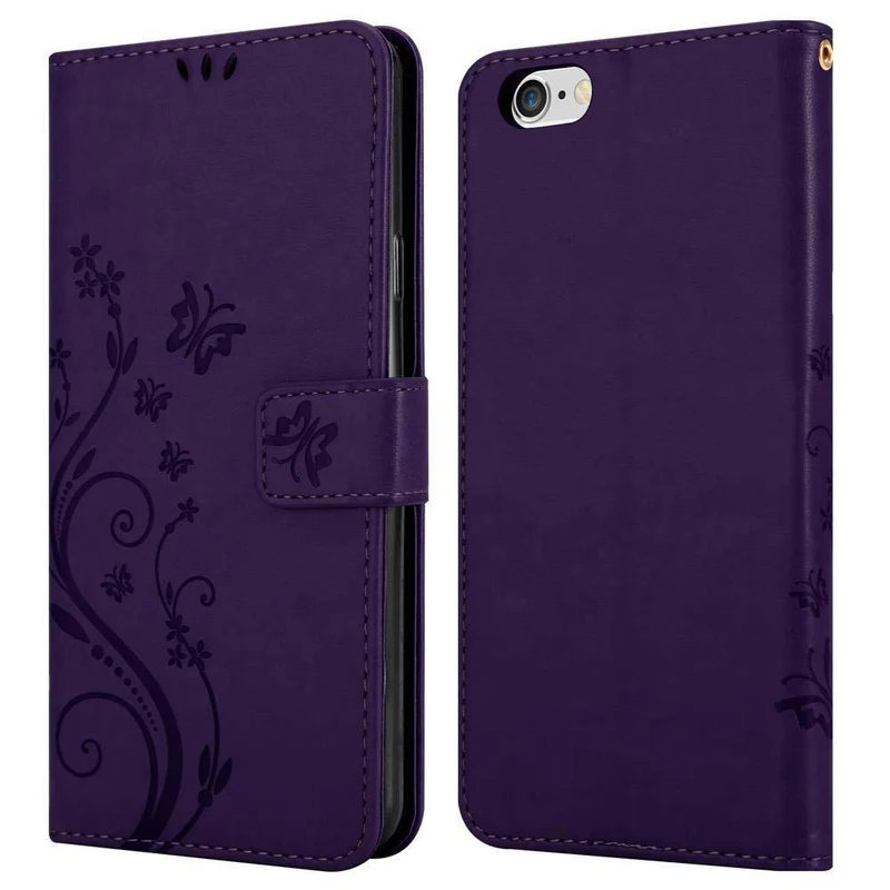 Cadorabo Hülle kompatibel mit Apple iPhone 6 PLUS / 6S PLUS Schutzhülle im Blumen Design mit Magnetverschluss, Standfunktion und Kartenfächern