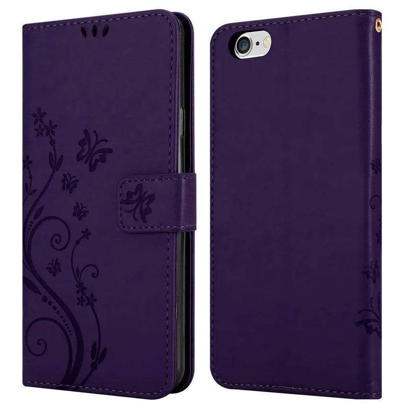 Cadorabo Hülle kompatibel mit Apple iPhone 6 PLUS / 6S PLUS Schutzhülle im Blumen Design mit Magnetverschluss, Standfunktion und Kartenfächern