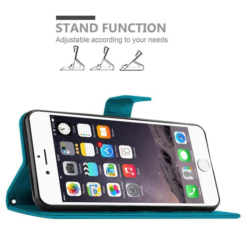 Cadorabo Hülle kompatibel mit Apple iPhone 6 PLUS / 6S PLUS Schutzhülle im Blumen Design mit Magnetverschluss, Standfunktion und Kartenfächern