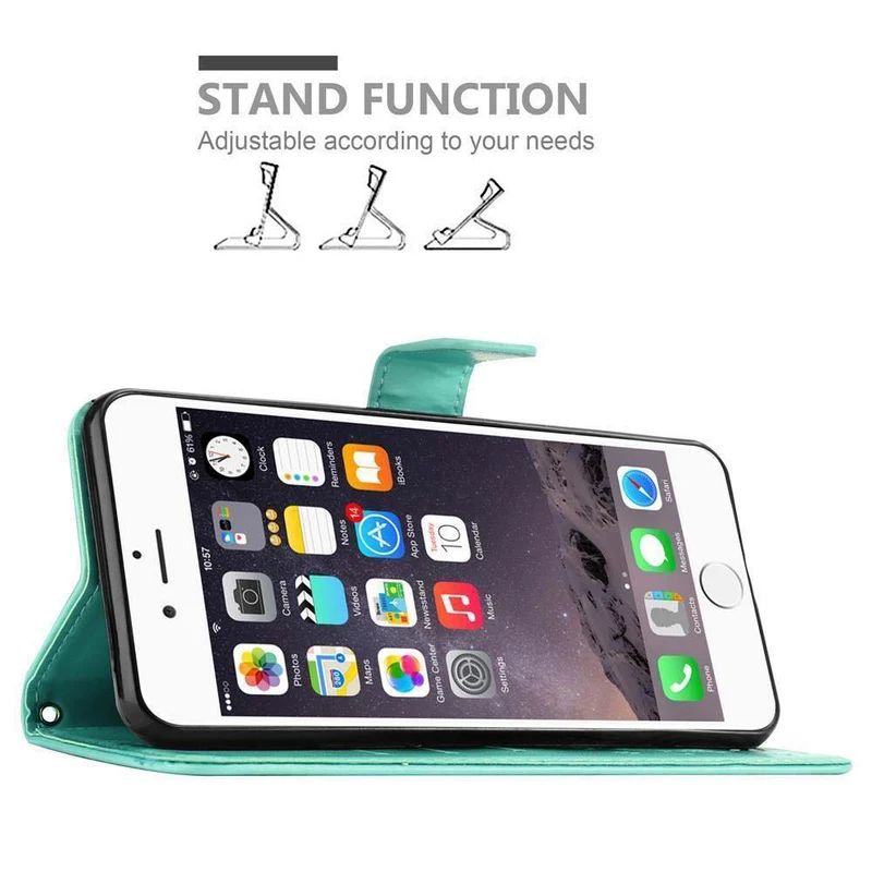 Cadorabo Hülle kompatibel mit Apple iPhone 6 PLUS / 6S PLUS Schutzhülle im Blumen Design mit Magnetverschluss, Standfunktion und Kartenfächern