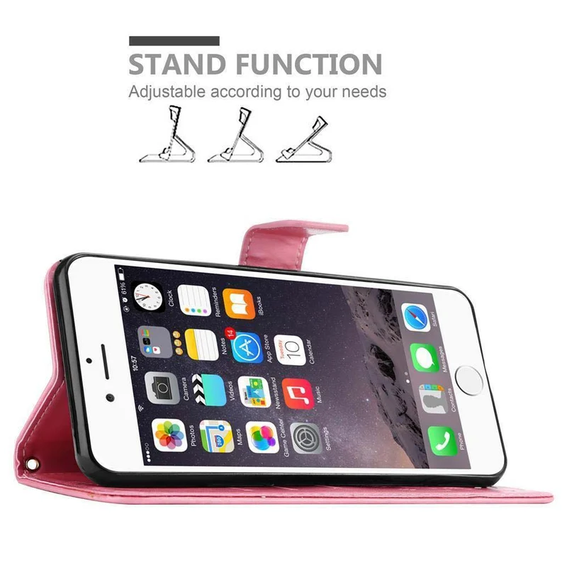 Cadorabo Hülle kompatibel mit Apple iPhone 6 PLUS / 6S PLUS Schutzhülle im Blumen Design mit Magnetverschluss, Standfunktion und Kartenfächern