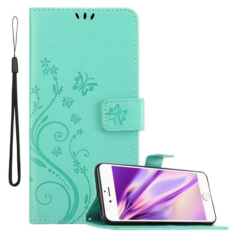 Cadorabo Hülle kompatibel mit Apple iPhone 6 / 6S Schutzhülle im Blumen Design mit Magnetverschluss, Standfunktion und Kartenfächern