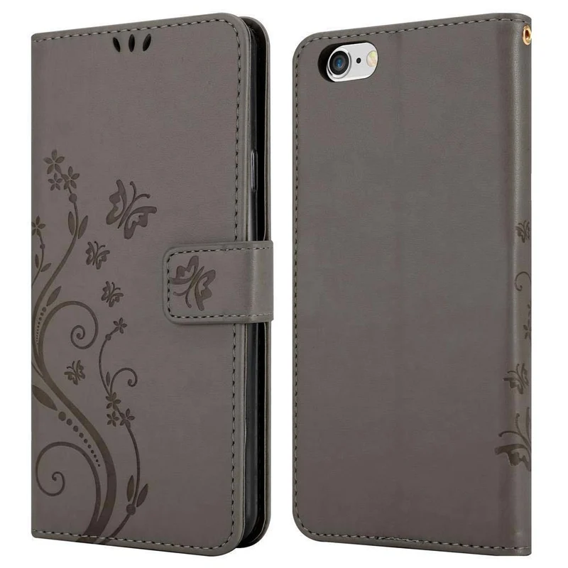 Cadorabo Hülle kompatibel mit Apple iPhone 6 / 6S Schutzhülle im Blumen Design mit Magnetverschluss, Standfunktion und Kartenfächern