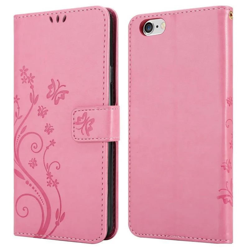 Cadorabo Hülle kompatibel mit Apple iPhone 6 / 6S Schutzhülle im Blumen Design mit Magnetverschluss, Standfunktion und Kartenfächern