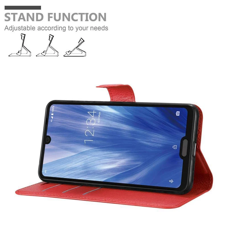 Cadorabo Hülle kompatibel mit Sharp Aquos R3 Schutzhülle mit Magnetverschluss, Standfunktion und Kartenfach