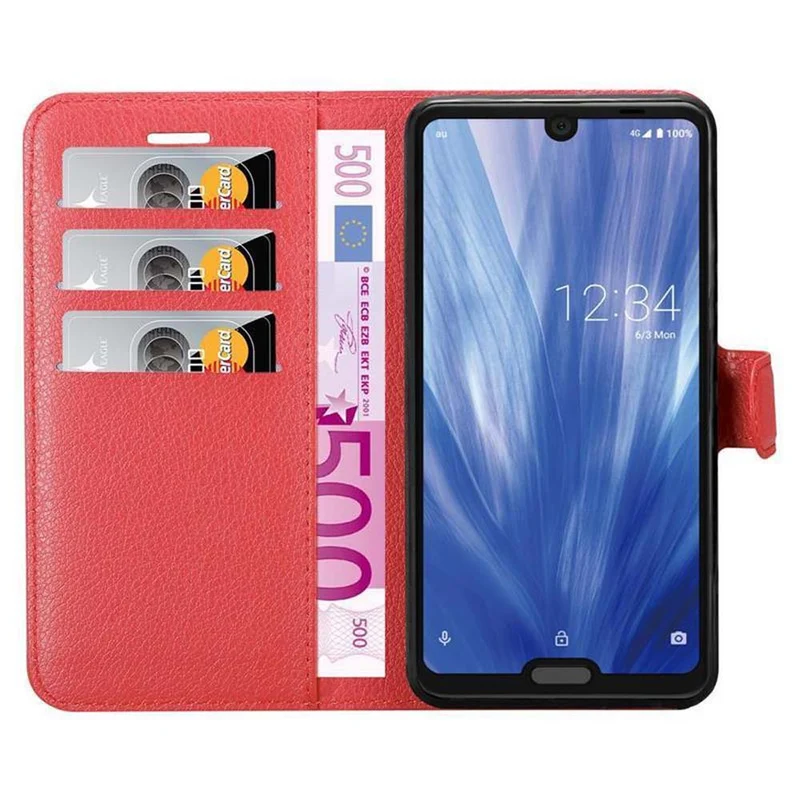 Cadorabo Hülle kompatibel mit Sharp Aquos R3 Schutzhülle mit Magnetverschluss, Standfunktion und Kartenfach