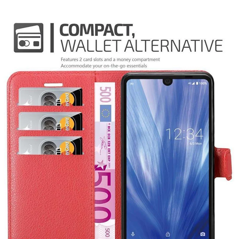 Cadorabo Hülle kompatibel mit Sharp Aquos R3 Schutzhülle mit Magnetverschluss, Standfunktion und Kartenfach